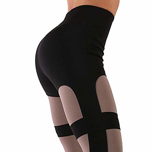 

Women's High Waist Yoga Pants Hip Tight Stretch Pattern Stitching Exercise Yoga Leggings Black