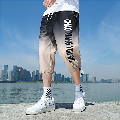 

Men's Streetwear Chino Breathable Outdoor Holiday Going out Chinos Pants Gradient Calf-Length Pocket Print White Blue Khaki Green