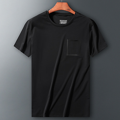 

Men's T shirt Hiking Tee shirt Short Sleeve Crew Neck Tee Tshirt Top Outdoor Lightweight Breathable Quick Dry Soft Summer Nylon Elastane Solid Color White Black Blue Fishing Climbing Running