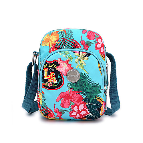 

Women's Bags Nylon Crossbody Bag Zipper Flower Printing Daily Going out 2021 Black Grey Wine Black / White Black
