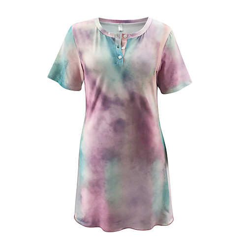 

Women's Tee Dress Tie Dye Sport Athleisure Dress Short Sleeves Breathable Soft Comfortable Everyday Use Casual Daily Outdoor