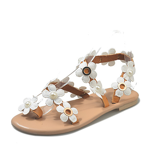 

Women's Sandals Boho Bohemia Beach Flat Heel Open Toe Flat Sandals Casual Roman Shoes Daily Walking Shoes PU dark brown