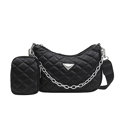

Women's Bags PU Leather Crossbody Bag Zipper Chain Argyle Daily Going out 2021 Handbags Chain Bag White Black Purple Green