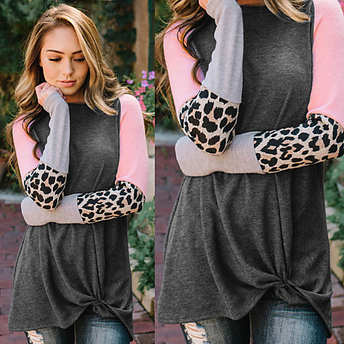 

Women's Sweatshirt Sweater Pullover Leopard Print Patchwork Crew Neck Sport Athleisure Sweatshirt Top Long Sleeve Breathable Soft Comfortable Everyday Use Casual Daily Outdoor