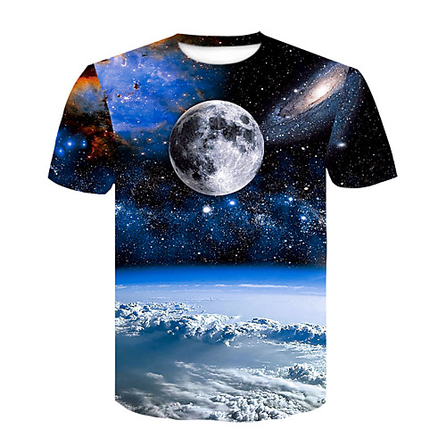 

Men's T shirt 3D Print 3D Rivet Mesh Short Sleeve Casual Tops Blue