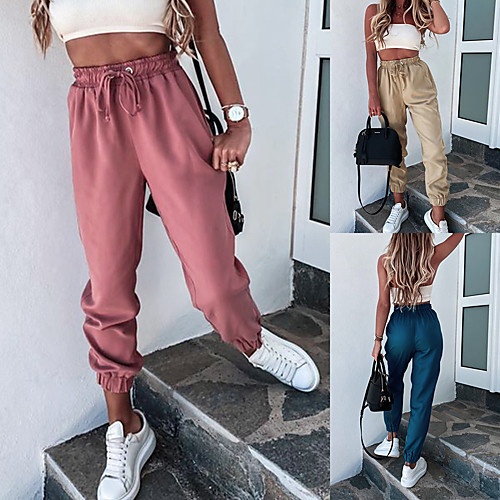 

Women's Sweatpants Jogger Pants Elastic Waistband Drawstring Solid Color Sport Athleisure Pants / Trousers Pants Top Bottoms Breathable Soft Comfortable Plus Size Everyday Use Casual Daily Outdoor