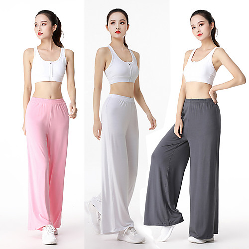 

Women's Yoga Pants Wide Leg Bottoms Breathable Quick Dry Solid Color White Black Purple Modal Yoga Fitness Gym Workout Sports Activewear Stretchy Loose / Casual / Athleisure