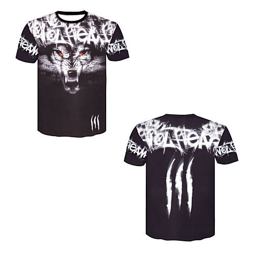 

Men's T shirt 3D Print 3D Rivet Mesh Short Sleeve Casual Tops Black / Gray