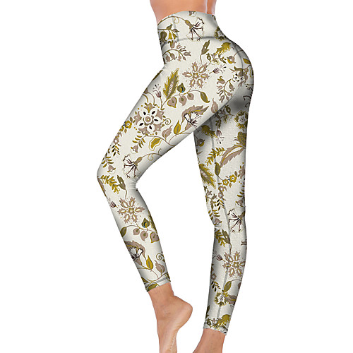 

21Grams Women's High Waist Yoga Pants Cropped Leggings Tummy Control Butt Lift Breathable White Fitness Gym Workout Running Winter Sports Activewear High Elasticity