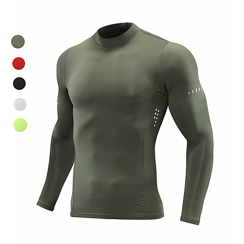 

Men's Long Sleeve High Neck Compression Shirt Tee Tshirt Top Athletic Winter Moisture Wicking Quick Dry Breathable Gym Workout Running Active Training Jogging Exercise Sportswear Solid Colored Normal