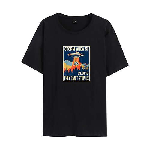 

Men's T shirt Hot Stamping Graphic Print Short Sleeve Daily Tops 100% Cotton Basic Casual White Black Yellow