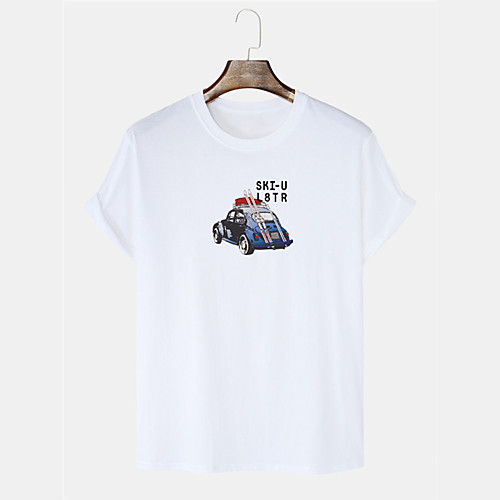 

Men's Unisex T shirt Hot Stamping Graphic Prints Car Plus Size Short Sleeve Casual Tops 100% Cotton Fashion White Black Blue