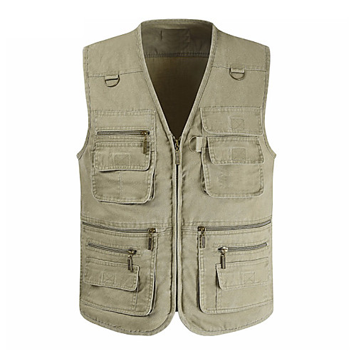

Men's Hiking Vest / Gilet Fishing Vest Sleeveless Vest / Gilet Top Outdoor Lightweight Breathable Quick Dry Sweat wicking Summer Cotton Solid Color Black Army Green Blue Fishing Climbing Running