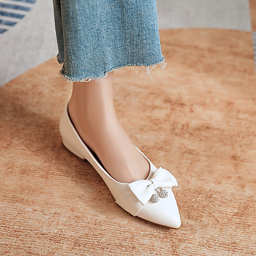 

Women's Flats Flat Heel Pointed Toe Business Minimalism Daily PU Sparkling Glitter Solid Colored White Pink