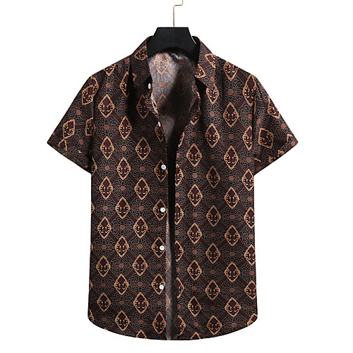 

Men's Shirt 3D Print Graphic Prints Print Short Sleeve Vacation Tops Brown