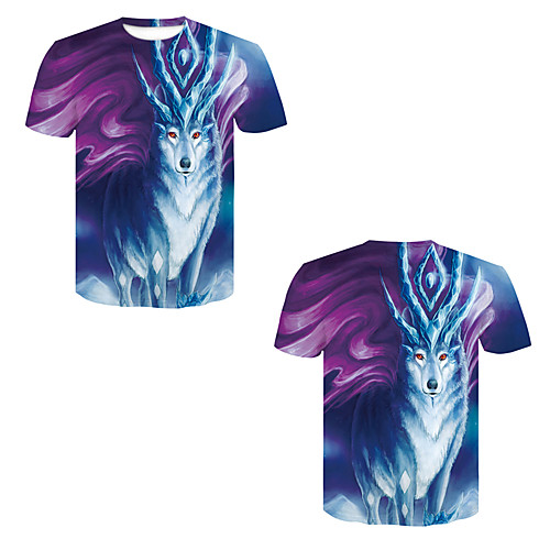 

Men's T shirt 3D Print 3D Rivet Mesh Short Sleeve Casual Tops Purple