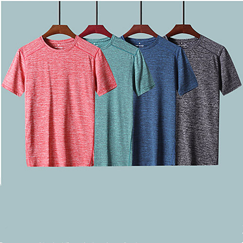 

Men's T shirt Hiking Tee shirt Short Sleeve Crew Neck Tee Tshirt Top Outdoor Lightweight Breathable Quick Dry Soft Summer Polyester Solid Color Red Blue Grey Fishing Climbing Running