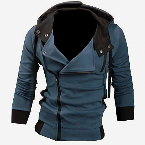 

men's slim fit long sleeve hooded jacket grey xxl