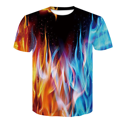 

Men's T shirt 3D Print 3D Rivet Mesh Short Sleeve Casual Tops Black / Red