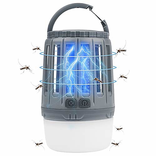 

camping lantern insect killer, 2 in 1 rainproof bug zapper tent light usb rechargeable mosquito lamp for indoor & outdoor camping, travel, hiking, emergencies