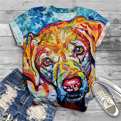 

Women's Plus Size Print Dog Graphic Animal T shirt Large Size Round Neck Short Sleeve Tops Big Size
