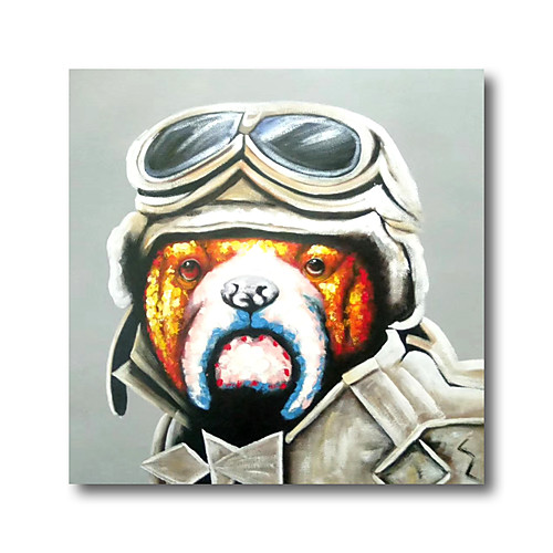 

Oil Painting Hand Painted Square Animals Pop Art Modern Stretched Canvas