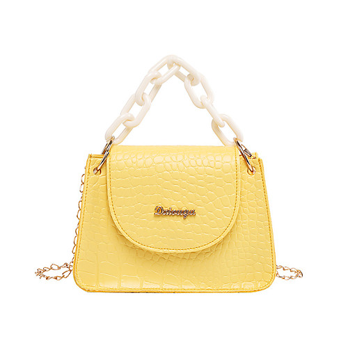 

Women's Bags PU Leather Crossbody Bag Chain Classic Fashion Shopping Daily 2021 Handbags Chain Bag Black Yellow Blushing Pink Light Purple