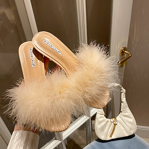 

Women's Sandals Stiletto Heel Open Toe High Heel Sandals Casual Daily Walking Shoes PU Almond White Purple