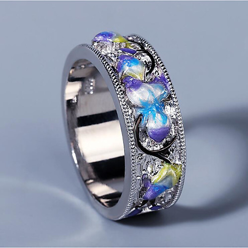 

Ring AAA Cubic Zirconia Mixed Color Silver Brass Floral Theme Flower Artistic Elegant Sweet 1pc 6 7 8 9 10 / Women's