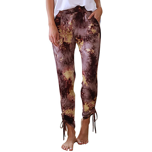 

Women's Stylish Chino Comfort Daily Home Chinos Pants Pattern Tie Dye Full Length Elastic Waist Print Purple