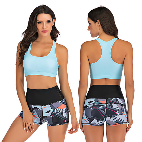 

Women's Tankini Two Piece Swimsuit Swimwear Breathable Quick Dry Sleeveless 2 Piece - Swimming Surfing Water Sports Painting Autumn / Fall Spring Summer
