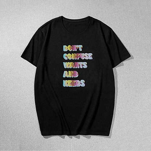 

Men's Unisex T shirt Hot Stamping Letter Plus Size Print Short Sleeve Casual Tops 100% Cotton Casual Fashion Black