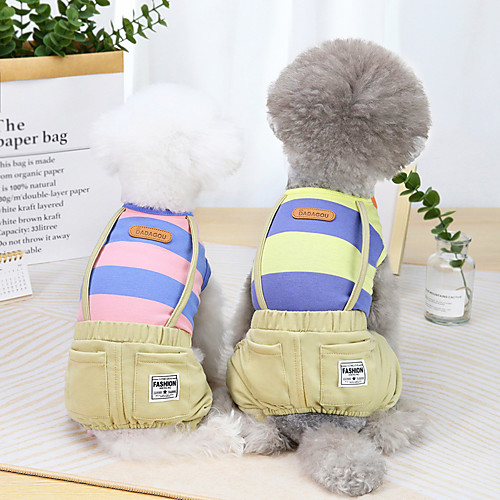 

Dog Cat Jumpsuit Stripes Basic Adorable Cute Dailywear Casual / Daily Dog Clothes Puppy Clothes Dog Outfits Breathable Yellow Pink Orange Costume for Girl and Boy Dog Cotton S M L XL XXL