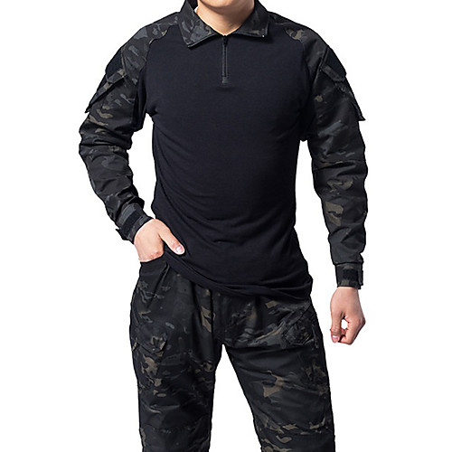 

Men's Hunting Jacket Outdoor Breathable Ventilation Wearable Outdoor Fall Spring Summer Solid Colored Cotton Polyester Black Army Green Camouflage