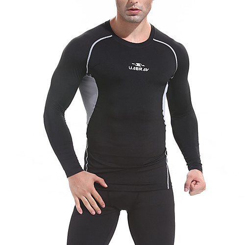 

Men's T shirt Hiking Tee shirt Long Sleeve Crew Neck Tee Tshirt Top Outdoor Lightweight Breathable Quick Dry Soft Autumn / Fall Spring Nylon Solid Color Black Grey Green Fishing Climbing Running
