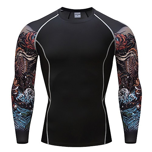 

Men's Long Sleeve Compression Shirt Tee Tshirt Top Athletic Athleisure Winter Moisture Wicking Quick Dry Breathable Gym Workout Running Active Training Jogging Exercise Sportswear Black Activewear