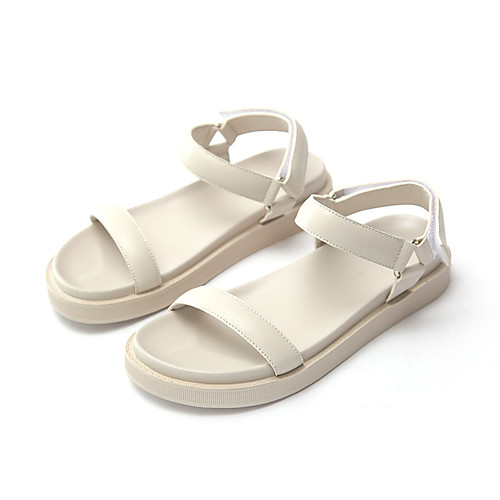 

Women's Sandals Flat Heel Round Toe Flat Sandals Sporty Casual Daily Walking Shoes PU Solid Colored White Black Brown