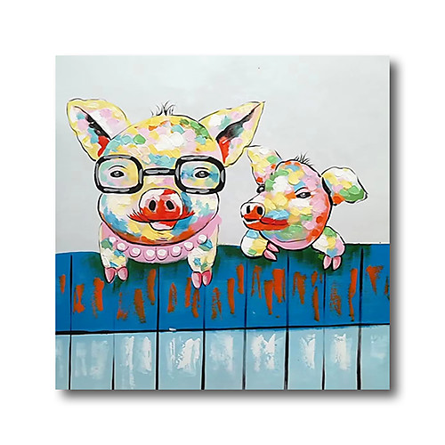 

Oil Painting Hand Painted Square Animals Pop Art Modern Stretched Canvas