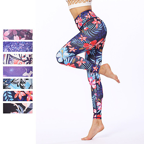 

Women's High Waist Yoga Pants Cropped Leggings Bottoms Tummy Control Butt Lift Breathable White Purple Dark Purple Spandex Yoga Fitness Gym Workout Winter Sports Activewear Stretchy / Athletic