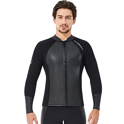 

Dive&Sail Men's Full Wetsuit 2mm Nylon SCR Neoprene Top Quick Dry Anatomic Design Long Sleeve Front Zip Patchwork Autumn / Fall Spring Summer / Stretchy