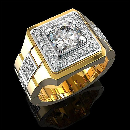 

Band Ring Geometrical Gold Zircon Copper Gold Plated Precious Fashion 1pc 8 9 10 / Men's