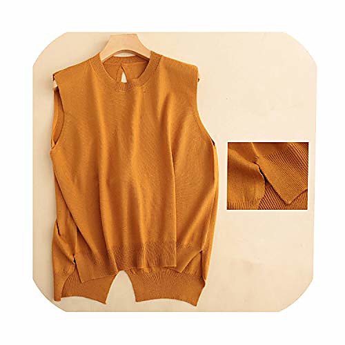 

New Thin Knitted Pull Sleeveless Vest Women Sweater and Pullover Short Pullover,Navy,L