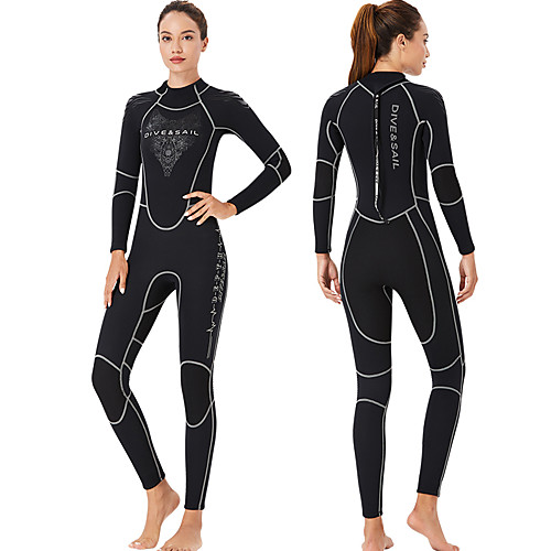 

Dive&Sail Women's Full Wetsuit 3mm SCR Neoprene Diving Suit Quick Dry Anatomic Design Long Sleeve Back Zip Solid Colored Autumn / Fall Spring Summer / Stretchy