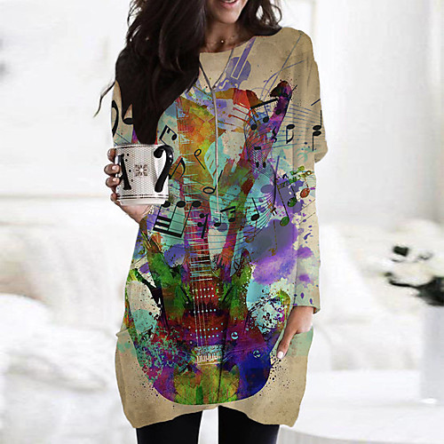 

Women's Shift Dress Short Mini Dress Black Purple Navy Blue Gray Long Sleeve Floral Color Block Geometric Print Fall Spring Round Neck Casual 2021 S M L XL XXL 3XL