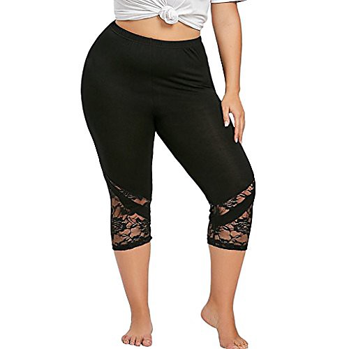 

Plus Size Yoga Pants for Womens, FORUU Lace Skinny Sport Pants Leggings Trousers Black