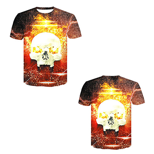 

Men's T shirt 3D Print 3D Rivet Mesh Short Sleeve Casual Tops Yellow