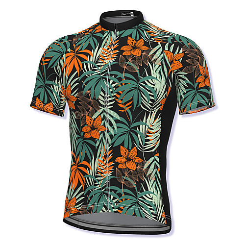 

21Grams Men's Short Sleeve Cycling Jersey Spandex Green Bike Top Mountain Bike MTB Road Bike Cycling Breathable Quick Dry Sports Clothing Apparel / Athleisure