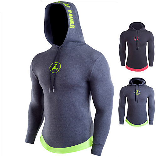 

Men's Long Sleeve Hoodie Sweatshirt Hoodie Patchwork Hoodie Top Athletic Athleisure Winter Spandex Breathable Quick Dry Soft Fitness Gym Workout Running Active Training Exercise Sportswear Normal