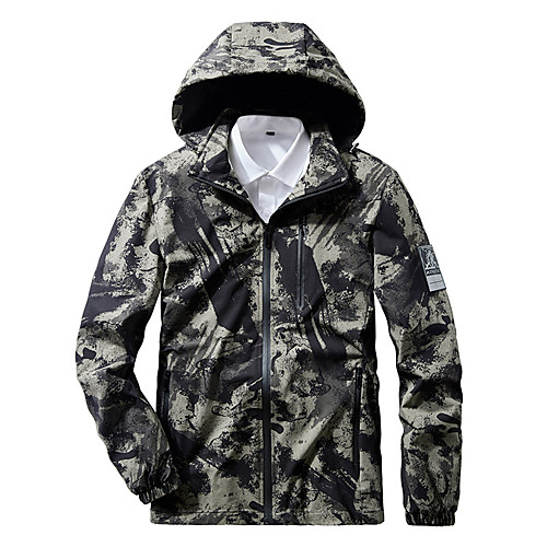 

Men's Hiking Jacket Hiking Windbreaker Outdoor Camo Waterproof Lightweight Windproof Breathable Jacket Top Fishing Climbing Running Black Blue Green / Quick Dry