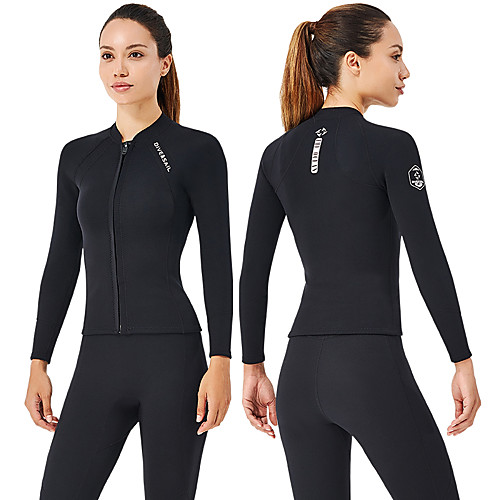 

Dive&Sail Women's Full Wetsuit 2mm Nylon SCR Neoprene Top Quick Dry Anatomic Design Long Sleeve Front Zip Solid Colored Autumn / Fall Spring Summer / Stretchy